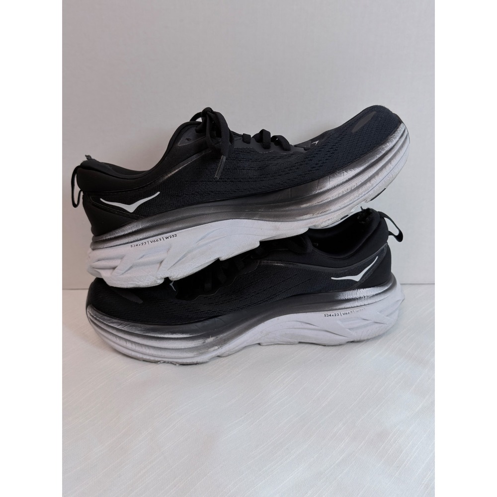 Hoka Bondi 8 Running Shoes Womens 9B Black White Good Max Cushion 1127952 BWHT - Picture 4 of 12